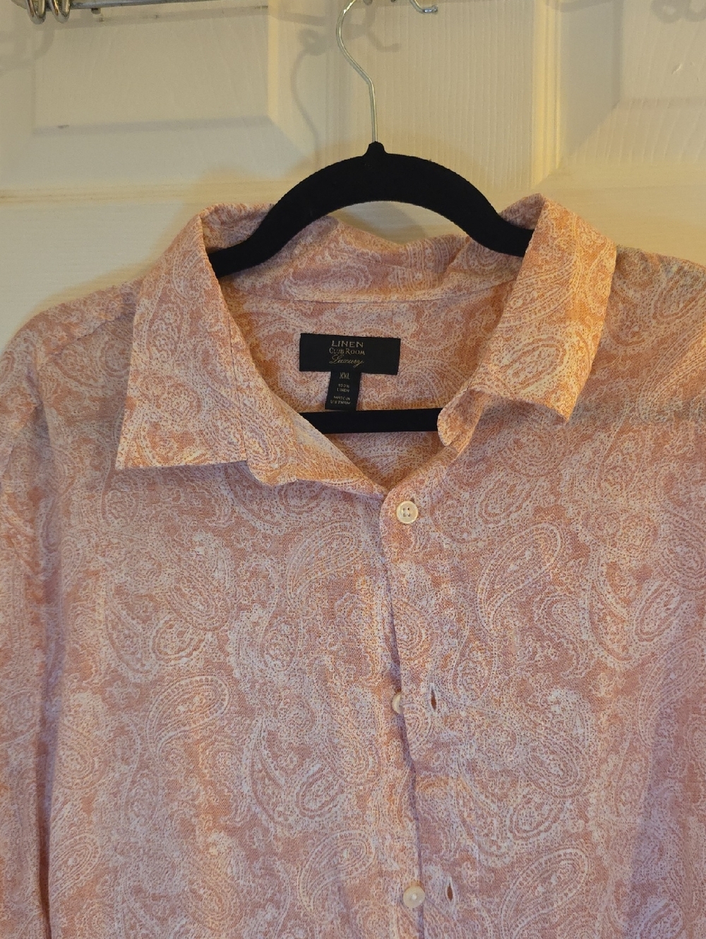 Club Room Linen Paisley Button-Down Shirt - Light Pink